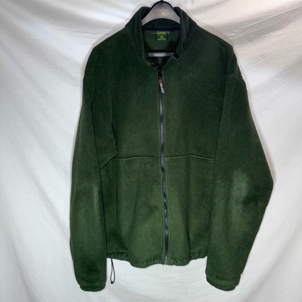 Cabelas Polartec Fleece Jacket Mens XL Tall Green Full Zip Gorpcore Outdoor